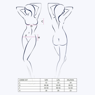 CANNE SET black L/XL/ Комплект эротического белья Passion Erotic Line 